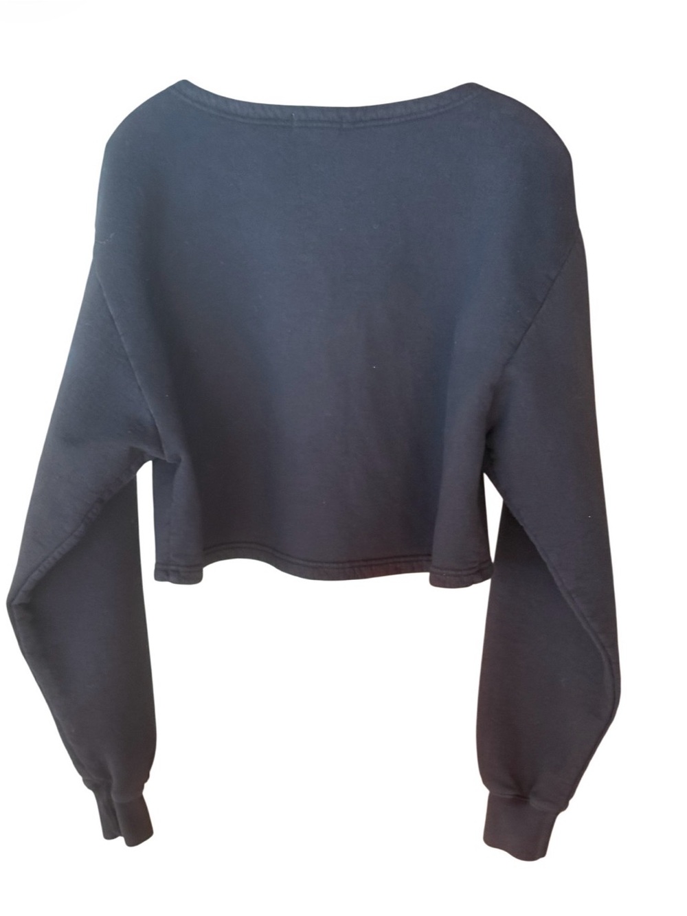 Good American Crop Half Zip Sweatshirt Black Cotton Pullover Size 1 - Picture 3 of 3